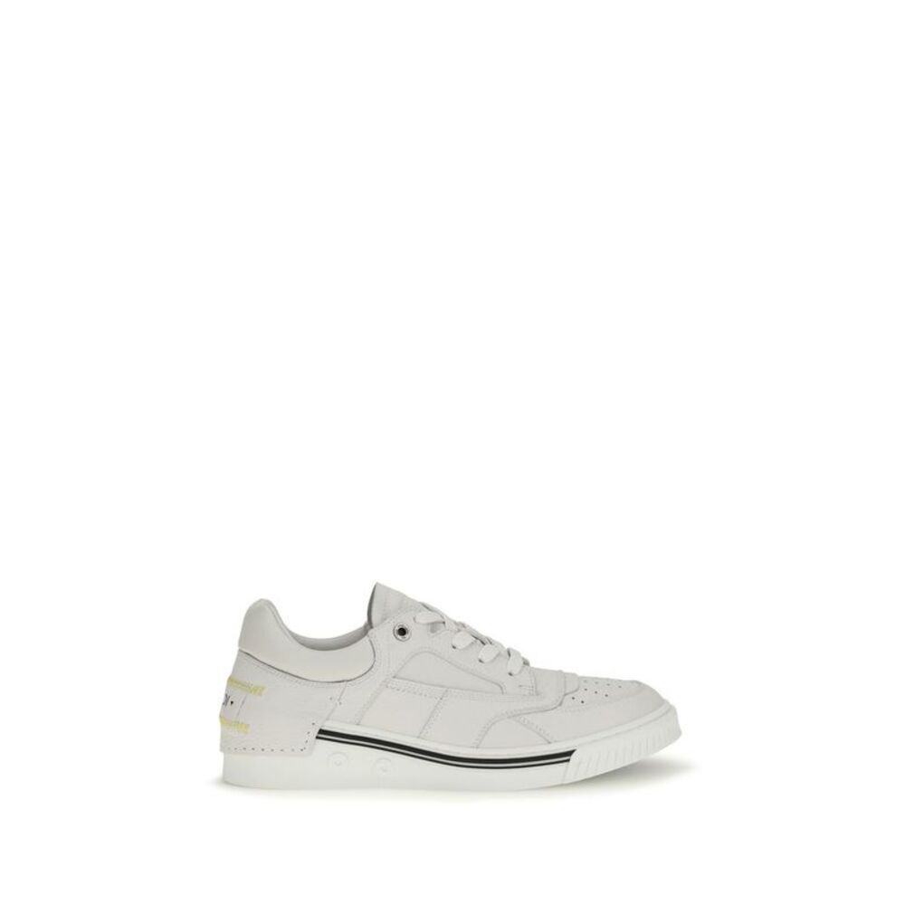 Fendi White Calf Leather Bos Taurus Low Top Men's Sneakers